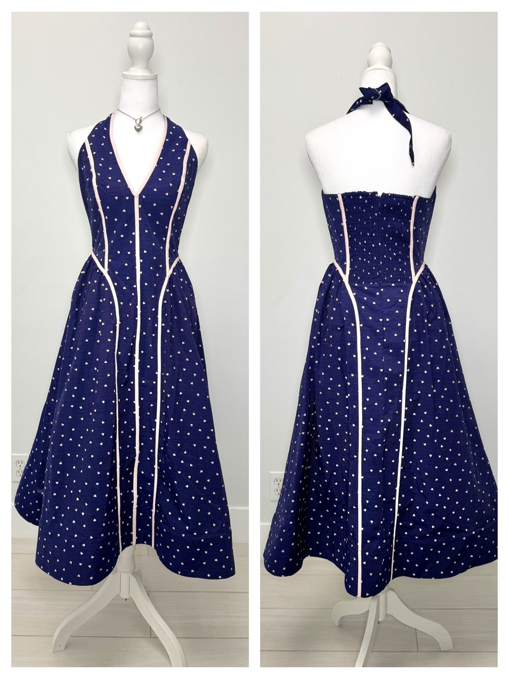 Anthropologie Maximalist Coquette Heart Halter Basque Midi Dress NWT Small Pinup